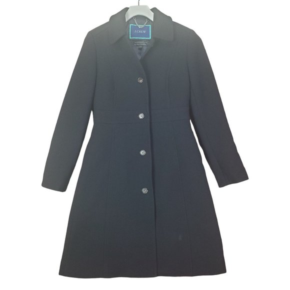 J.CREW Women Coat Classic Lady Day Italian Double Cloth Wool Thinsulate Black 4